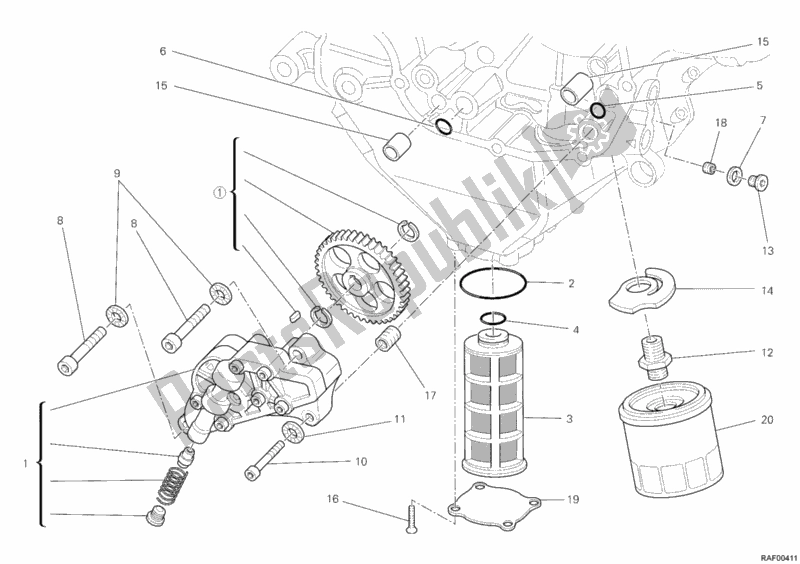 Alle onderdelen voor de Oliepomp - Filter van de Ducati Diavel Carbon USA 1200 2011